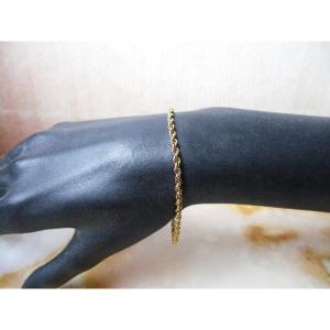 Bracelet ou gourmette fine pour femme en or massif 18 carats 18k mailles cordes, 3,25 grammes.