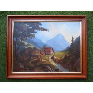 Jean Thévenet huile sur toile tableau de montagne Chamechaude col du Cucheron Grande Chartreuse