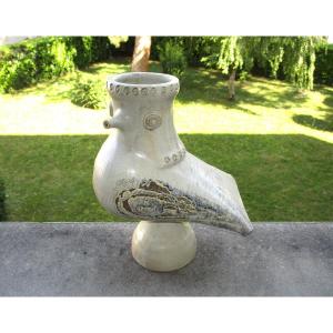 Jacques Ibarra, Mirmande, Vase With Bird, Beautiful Zoomorphic Ceramics 1960-1970 In Perfect Condition.