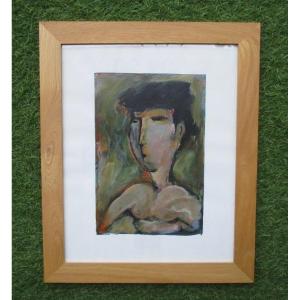 Christian Charvet, Grenoble: A Beautiful Portrait Of A Man, Acrylic And Oil On Paper, 1995.