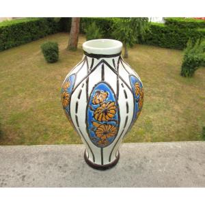 Superbe Vase Kéramis Art Déco La Louvière par Maurice Dufrène Pour La Maîtrise. En parfait état