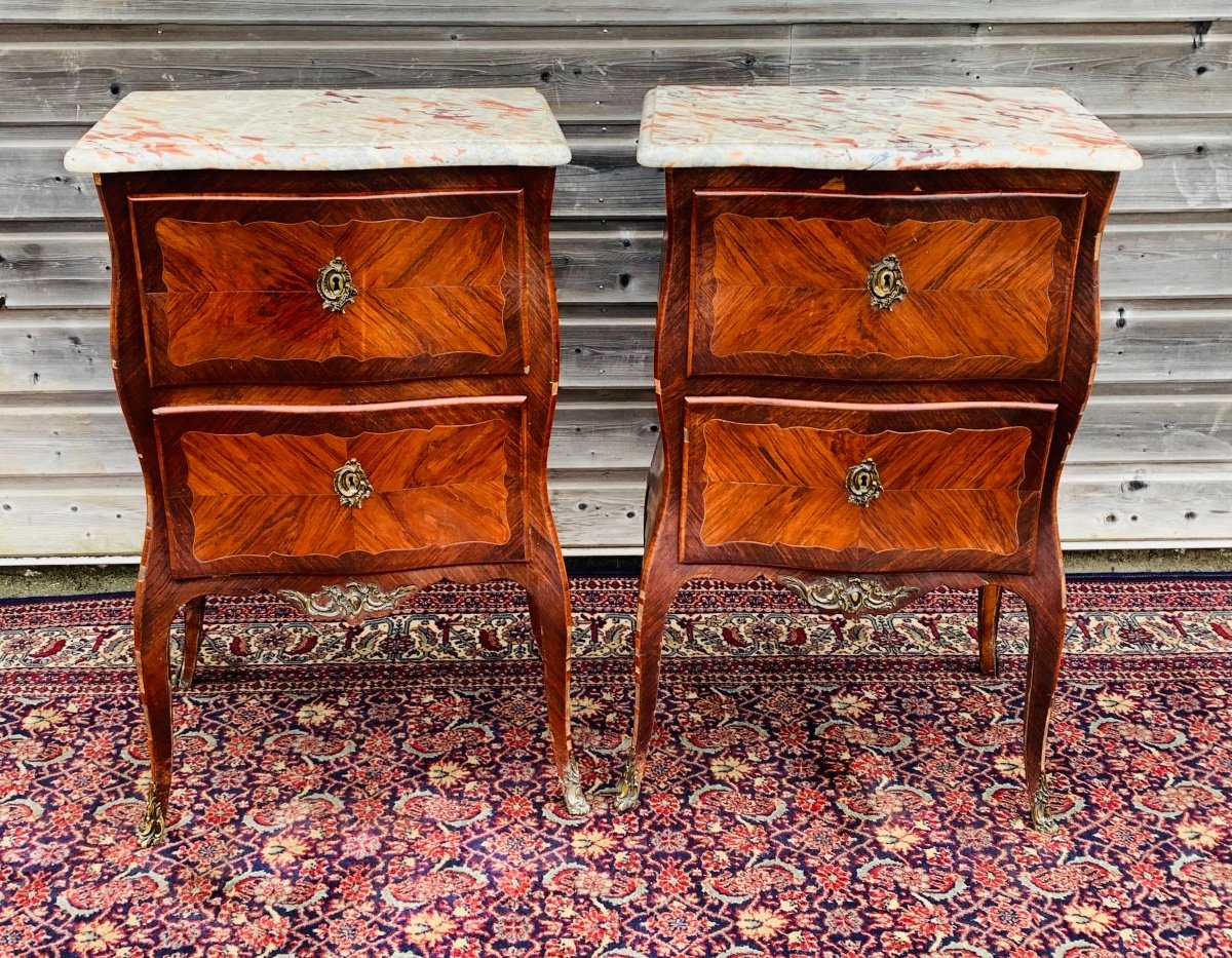 Rare Pair Of Louis XV Commode Attributed To Jean Popsel-photo-3
