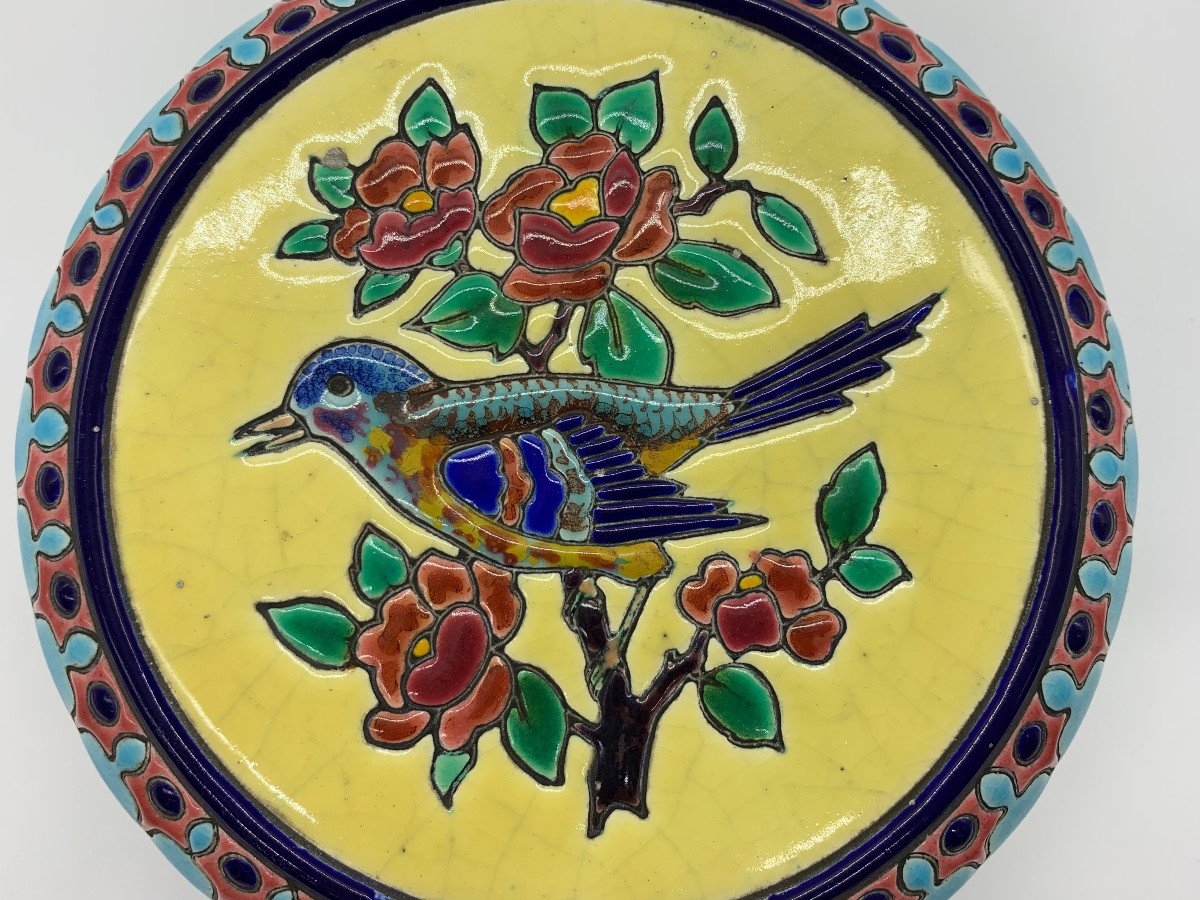 Bonbonniere In Enamels Of Longwy Decorated With Birds And Flowers-photo-3