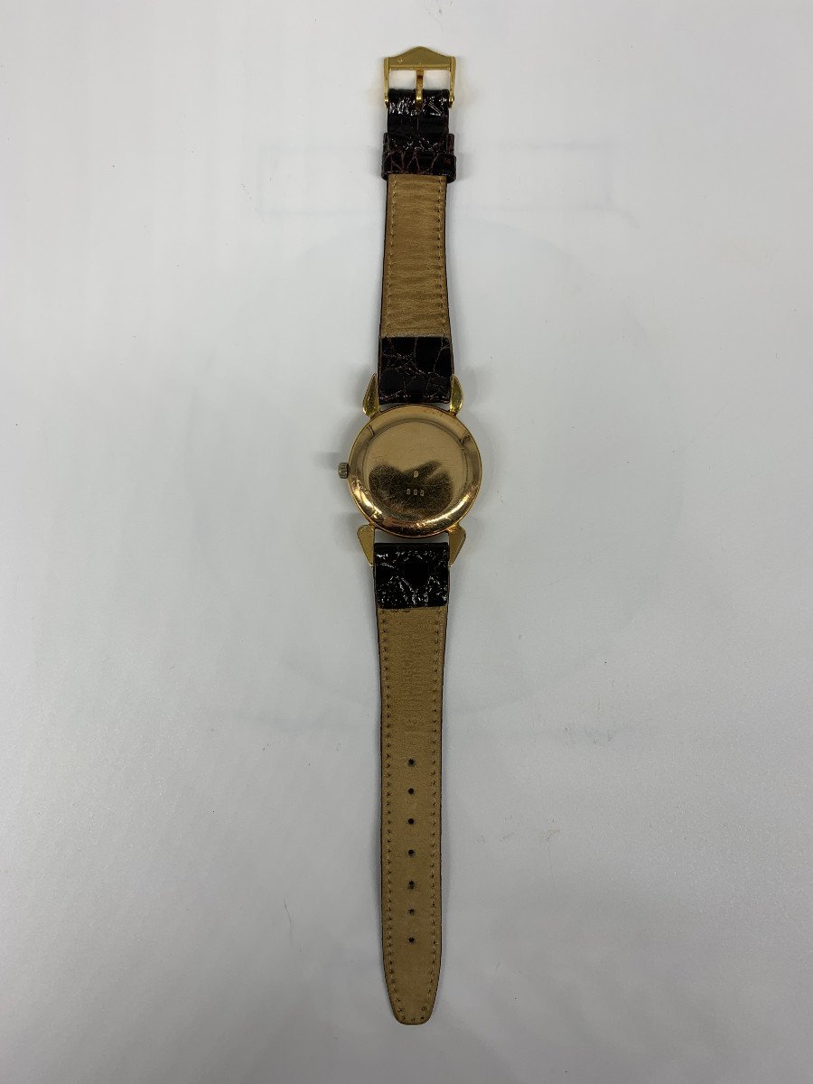Yanik - Mechanical Watch In 18-carat Yellow Gold, Leather Strap-photo-3