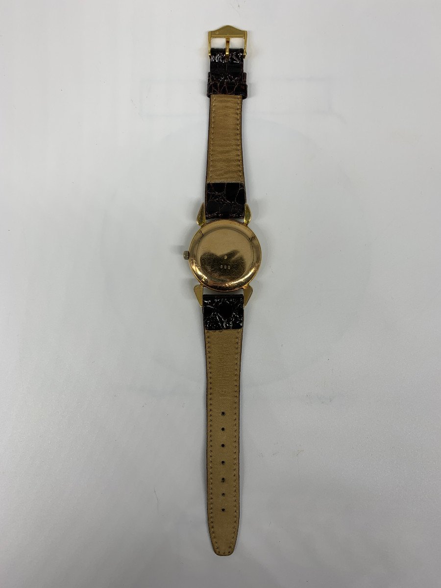 Yanik - Montre mécanique en or jaune 18 carats, bracelet cuir-photo-3