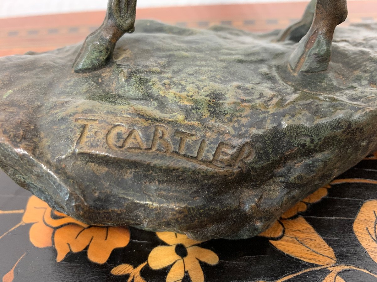 Thomas Cartier - Sculpture en bronze Le brame du cerf-photo-4