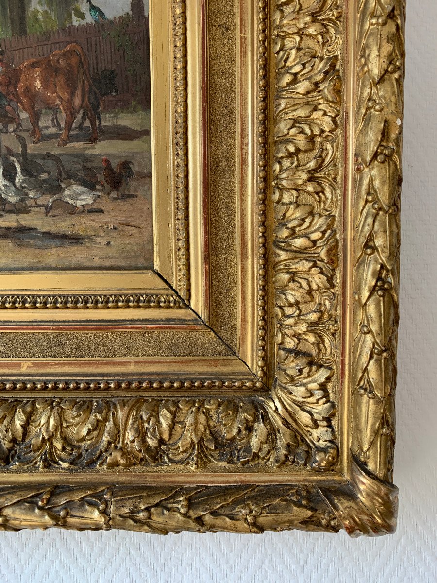 De Niederhäusern - Oil On Canvas Depicting A Farmyard-photo-4
