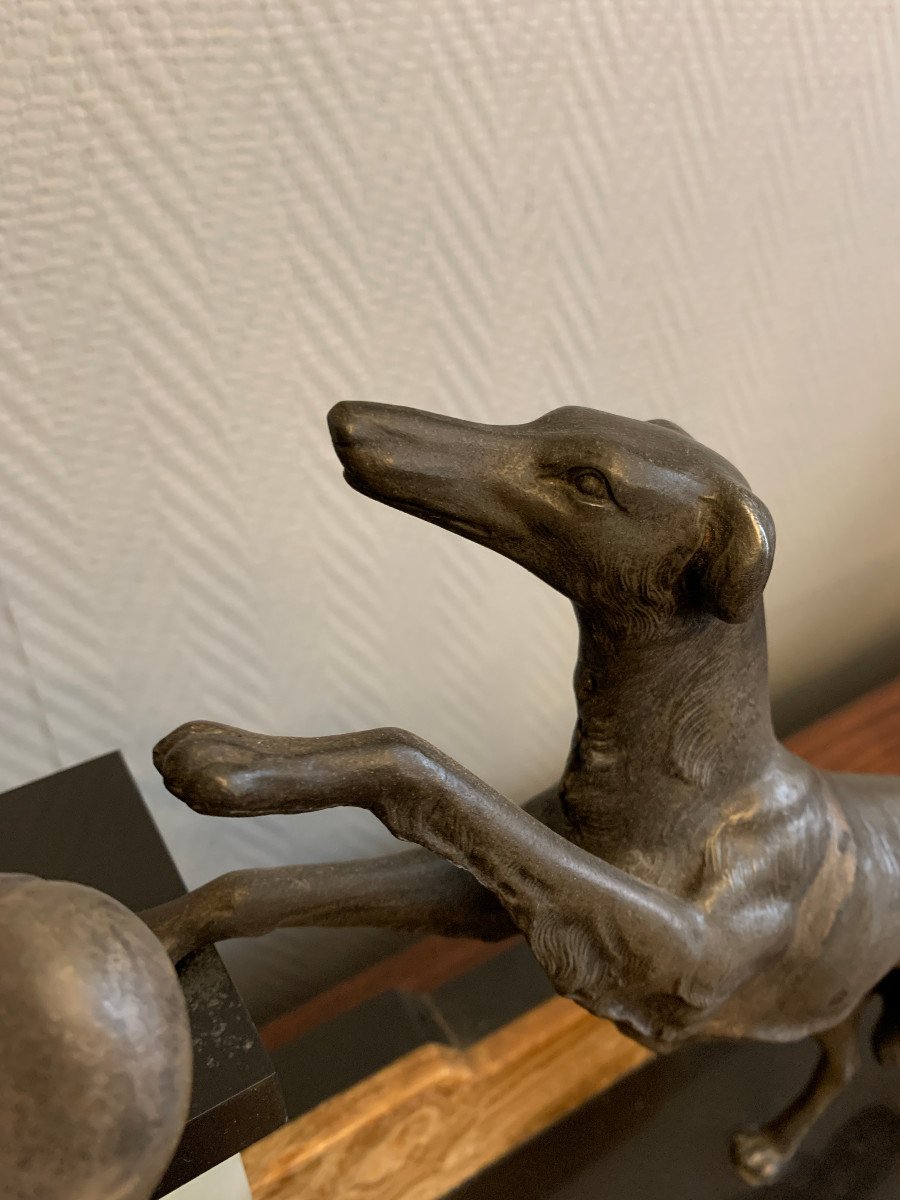 Jeune fille et son chien, sujet Art déco en régule "LA REPRIMANDE"-photo-3