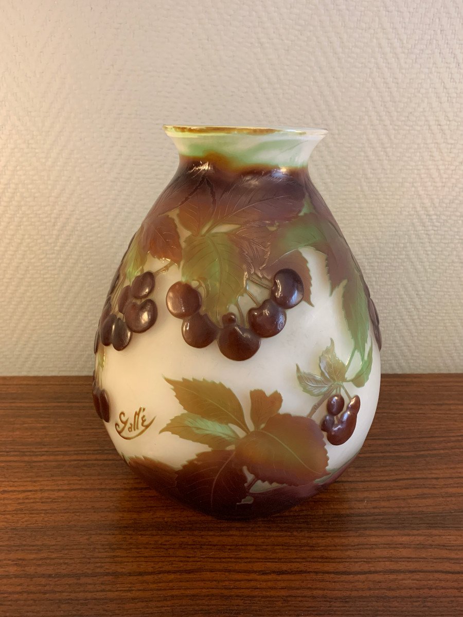 Emile Gallé - Vase soufflé-moulé aux cerises-photo-2