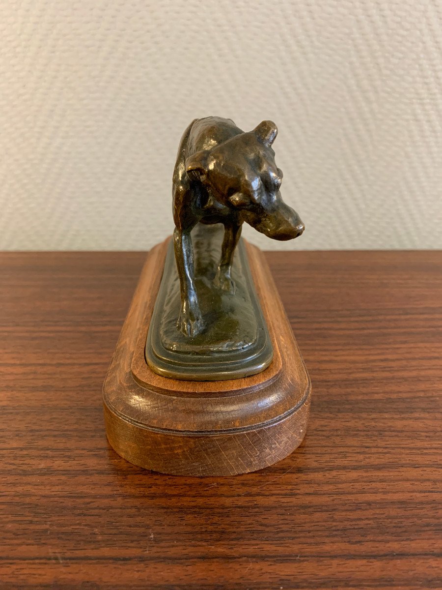 Emmanuel Frémiet - Bronze "dog Stretching"-photo-3