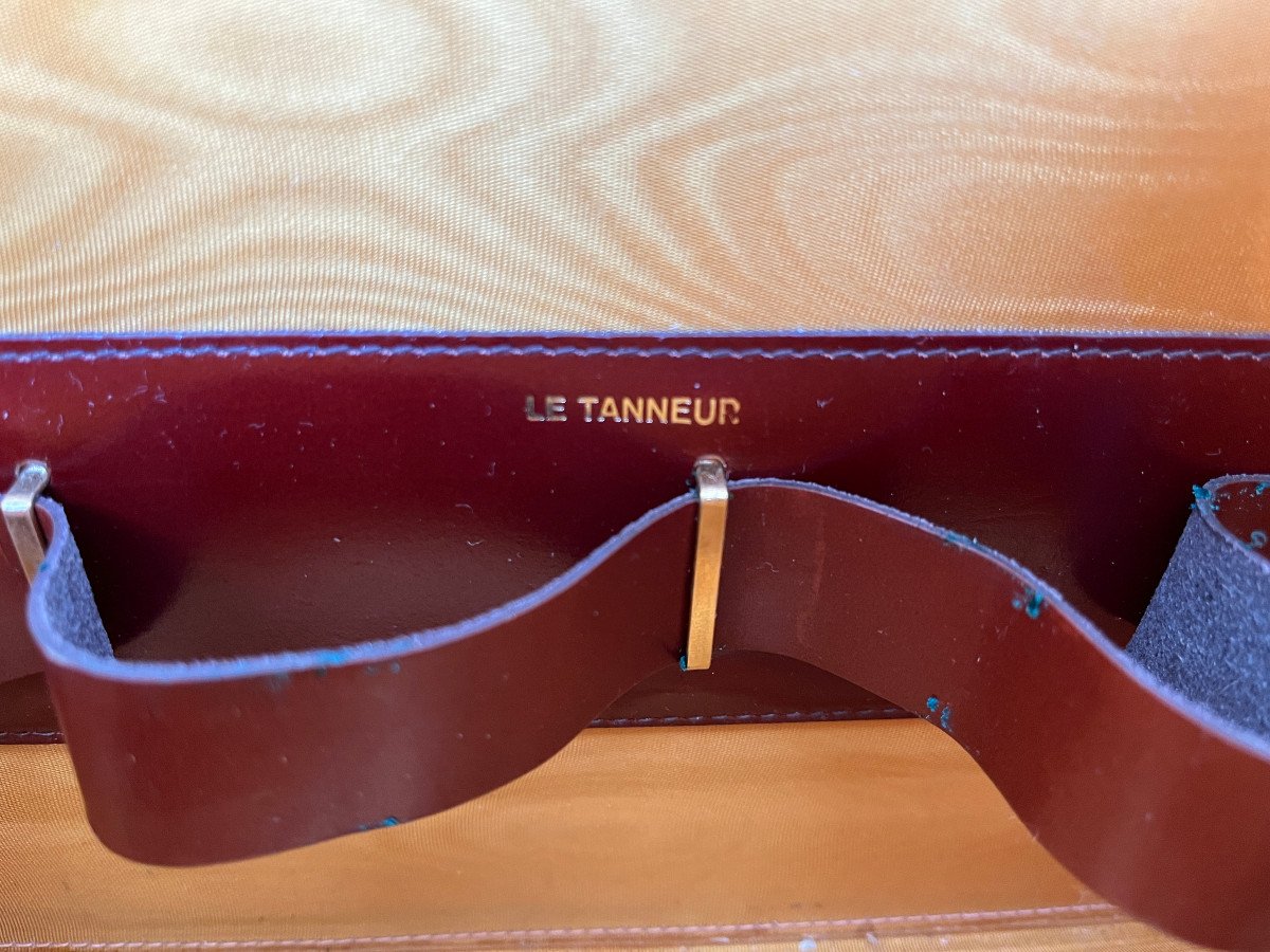 Le Tanneur - Malette de voyage en cuir vernis bordeaux-photo-2