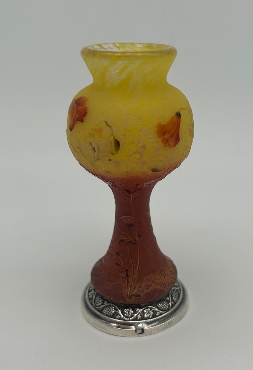Vase Daum Coquelicots Pied Argent -photo-2