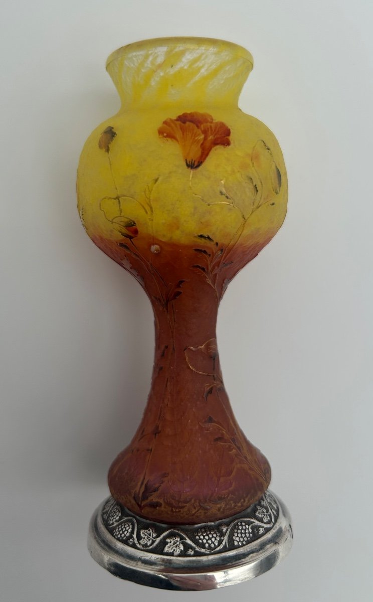 Vase Daum Coquelicots Pied Argent -photo-3