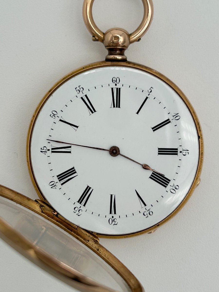 18k Gold Key Winding Mechanical Pocket Watch-photo-4