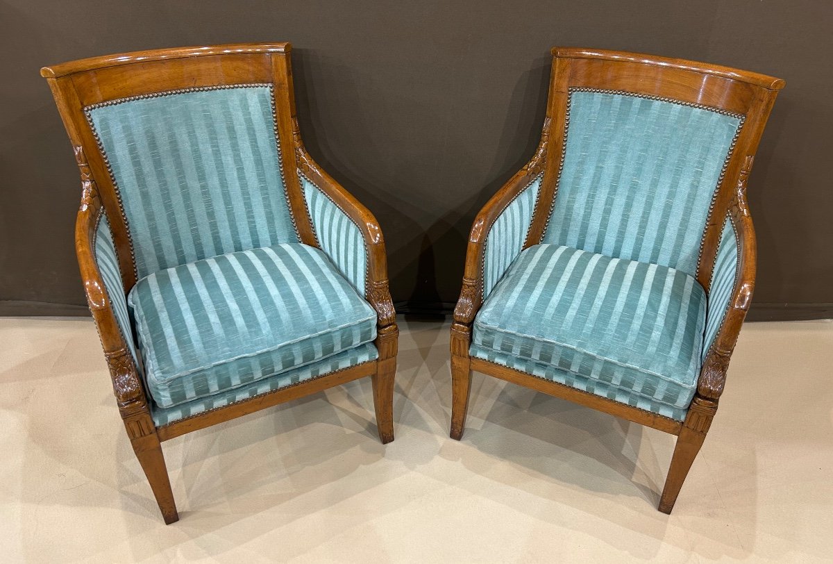 Paire De Fauteuils De Style Empire 