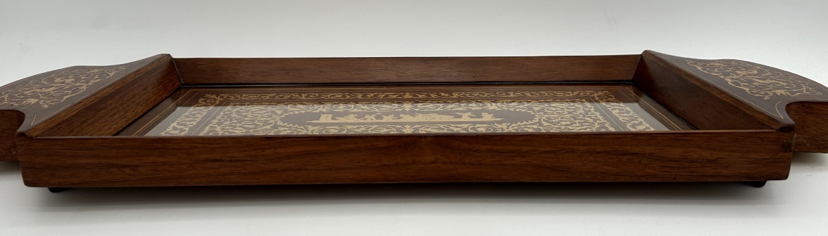 Charles X Style Marquetry Musical Serving Tray-photo-3