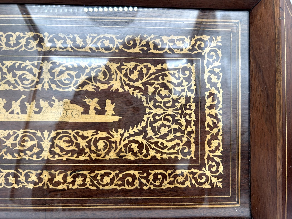 Charles X Style Marquetry Musical Serving Tray-photo-4