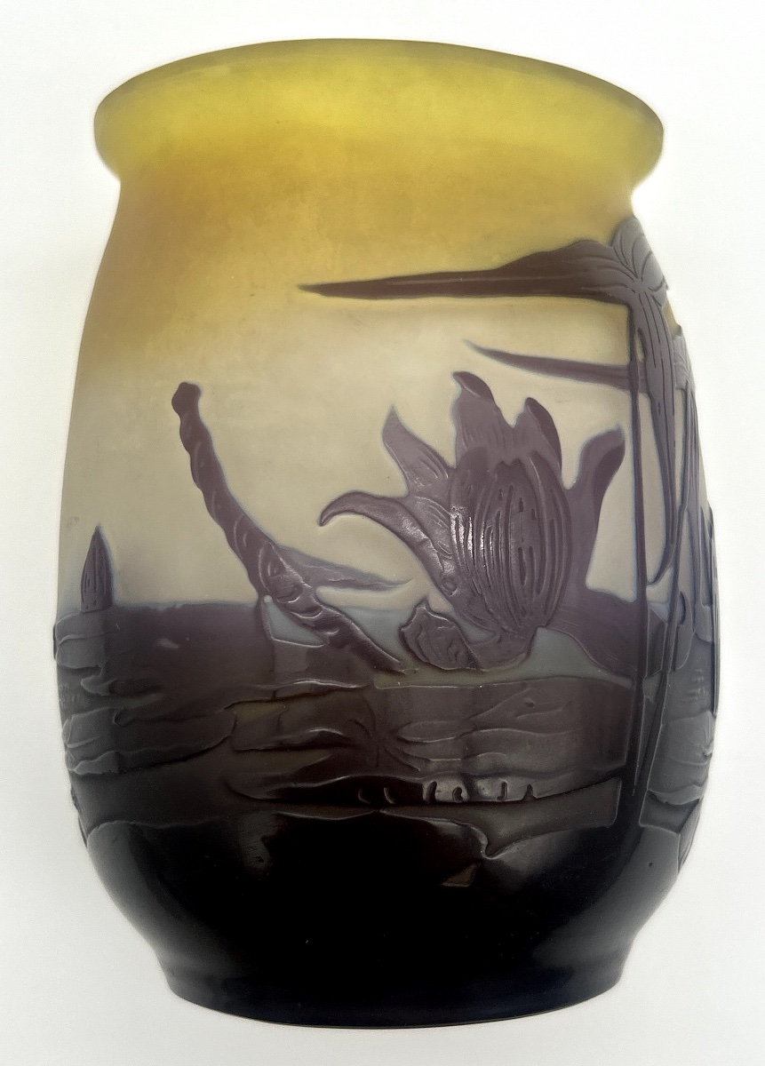 Vase Gallé à décor aquatique-photo-3