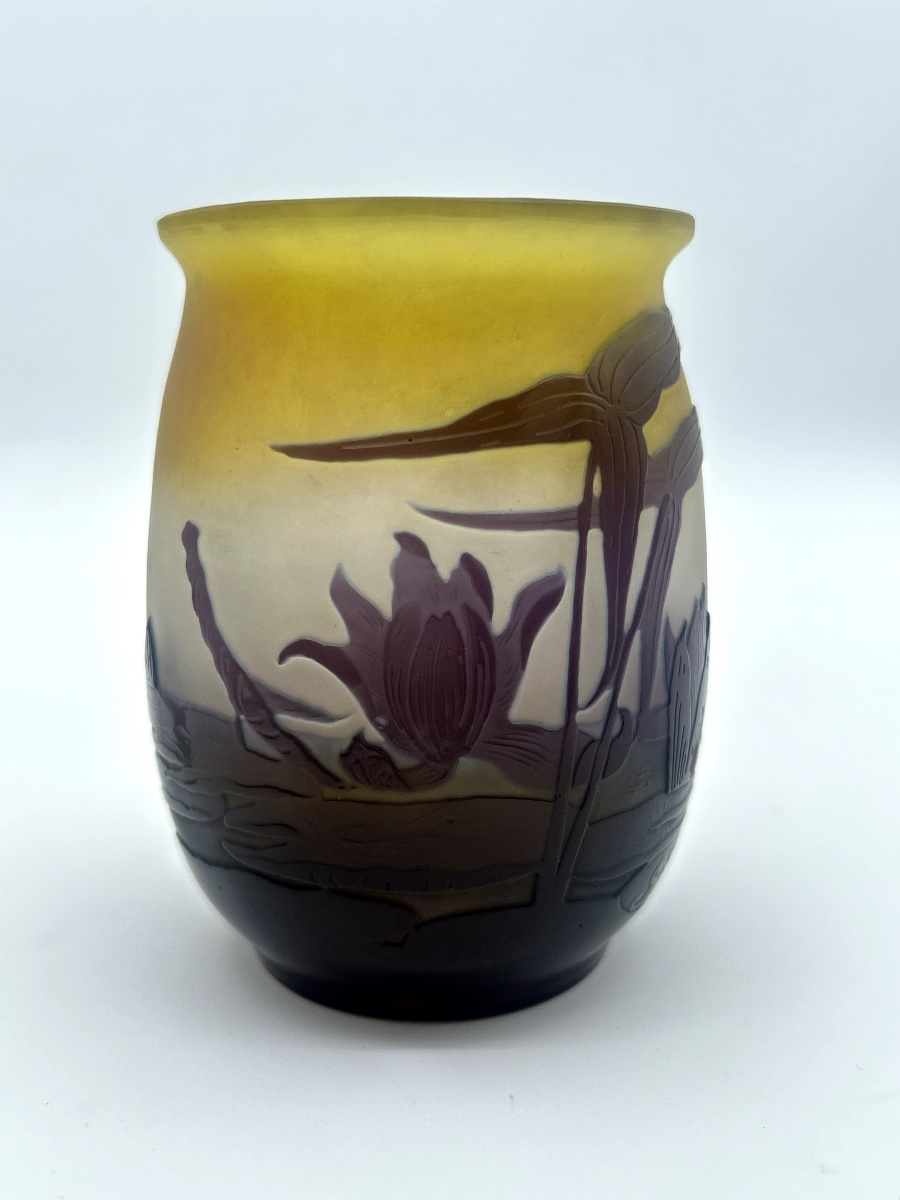 Vase Gallé à décor aquatique