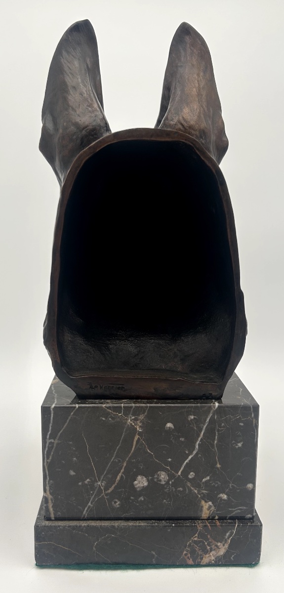  Bronze German Shepherd Head “alert” - Max Le Verrier (1891-1973)-photo-3