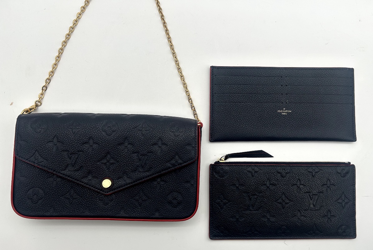 Félicie Monogram Empreinte Leather Clutch – Navy Blue-photo-4