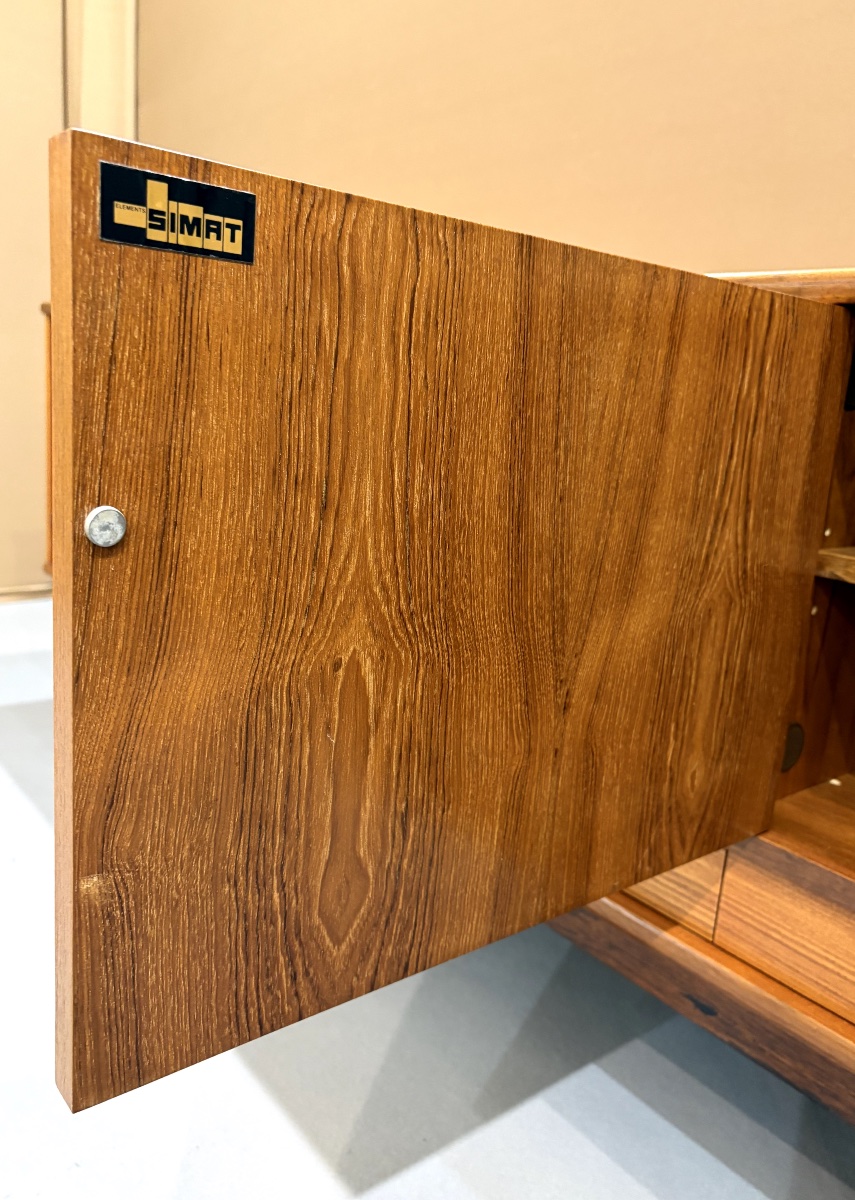 Enfilade scandinave en teck - Années 1960 - Etiquette SIMAT -photo-2