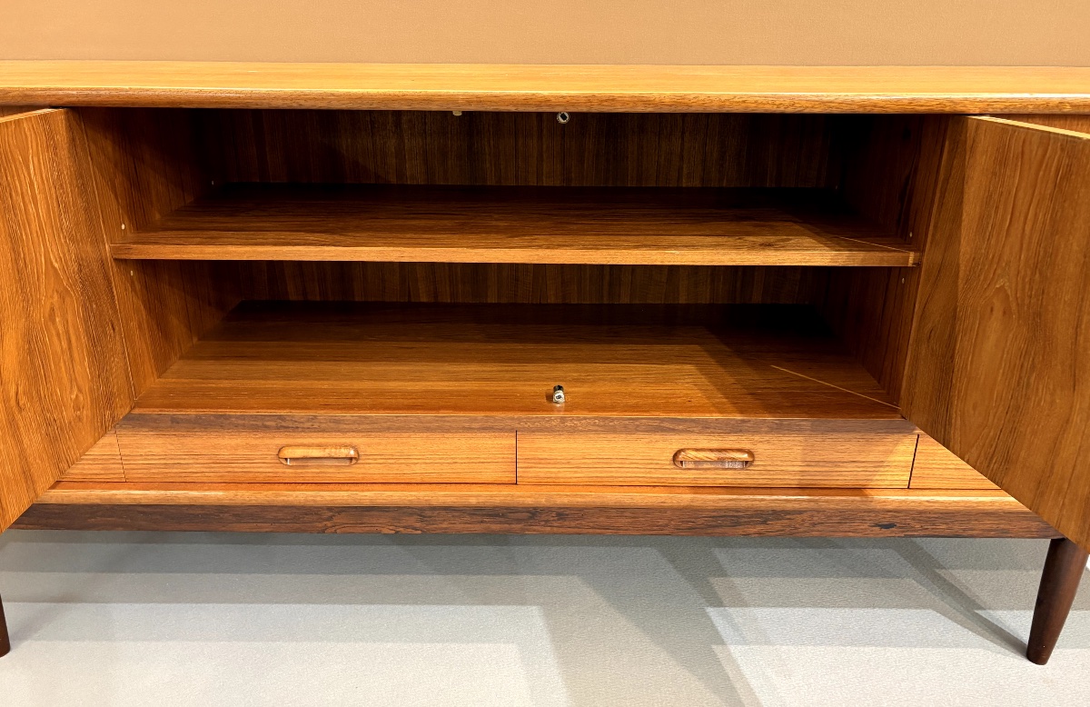 Enfilade scandinave en teck - Années 1960 - Etiquette SIMAT -photo-4