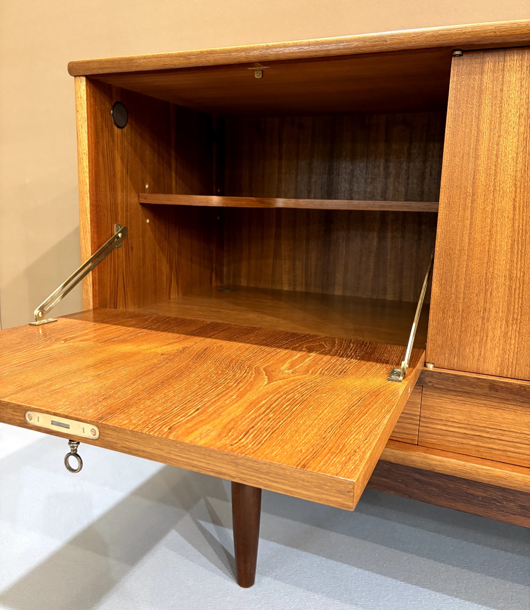 Enfilade scandinave en teck - Années 1960 - Etiquette SIMAT -photo-3