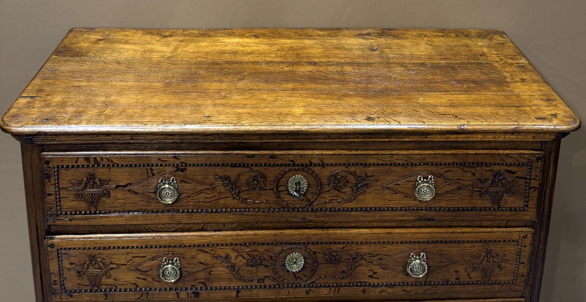 Commode de mariage en chêne massif – Époque Louis XVI -photo-3
