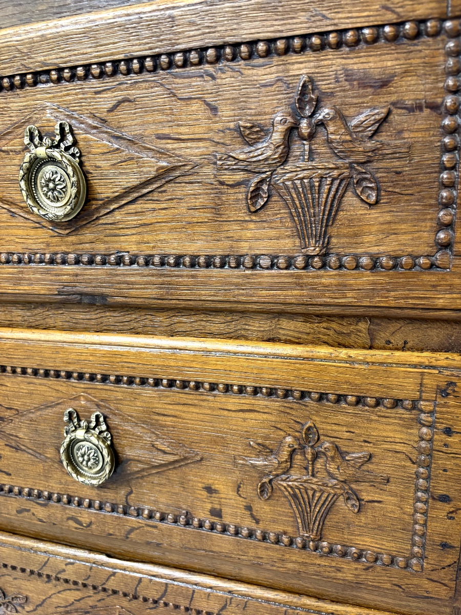 Commode de mariage en chêne massif – Époque Louis XVI -photo-4