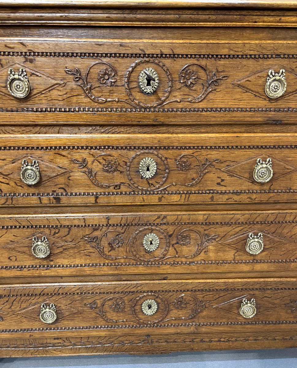 Commode de mariage en chêne massif – Époque Louis XVI -photo-1
