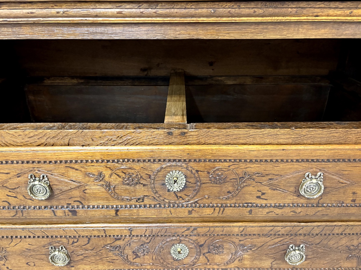 Commode de mariage en chêne massif – Époque Louis XVI -photo-2