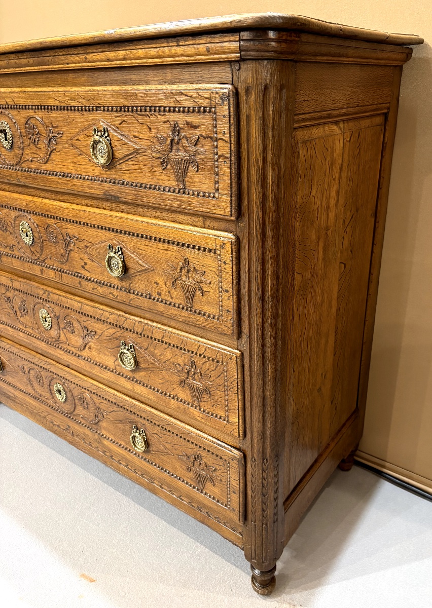 Commode de mariage en chêne massif – Époque Louis XVI -photo-4