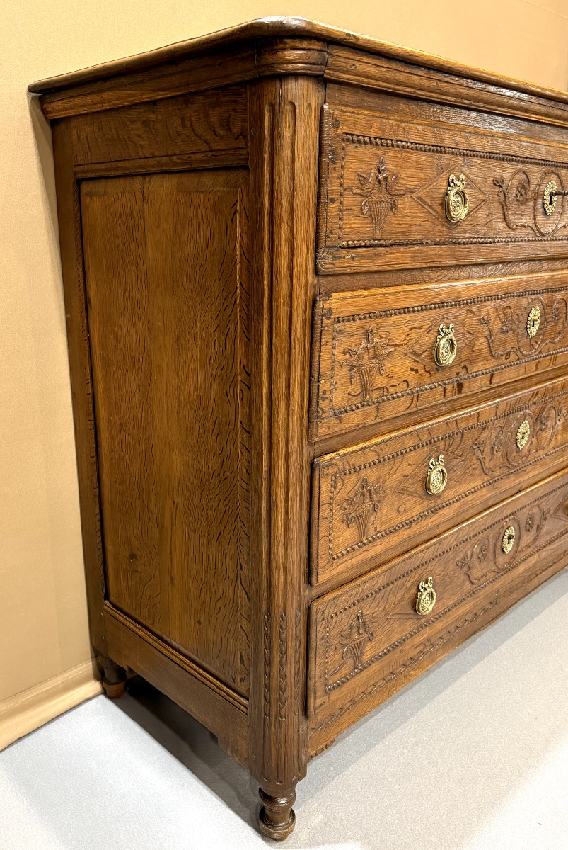 Commode de mariage en chêne massif – Époque Louis XVI -photo-6