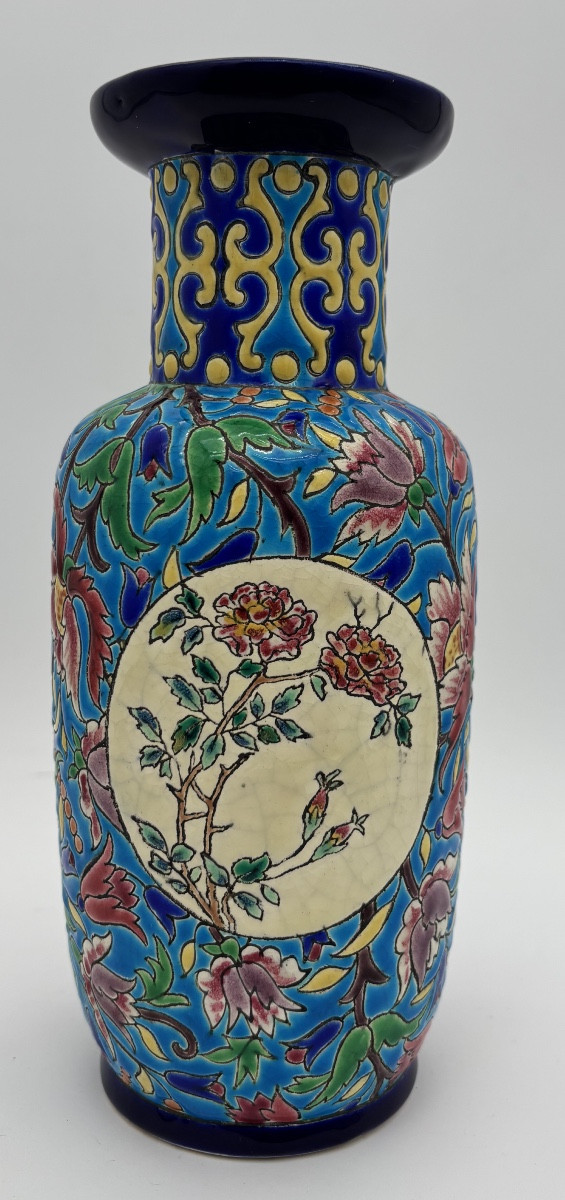 Longwy Enamel Vase