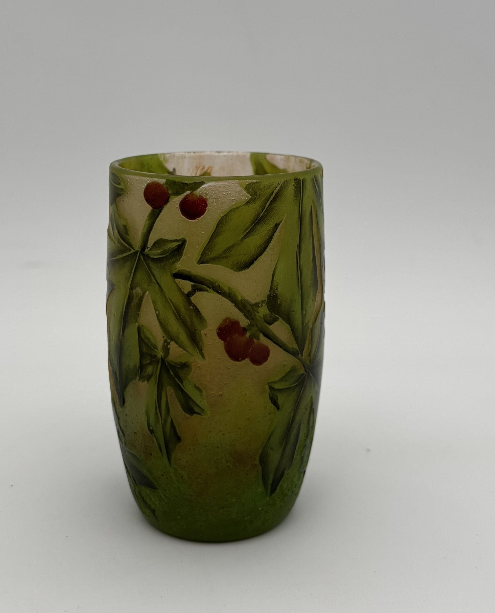 Daum Nancy Vase In Multi-layered Glass Decorated With Wild Vines