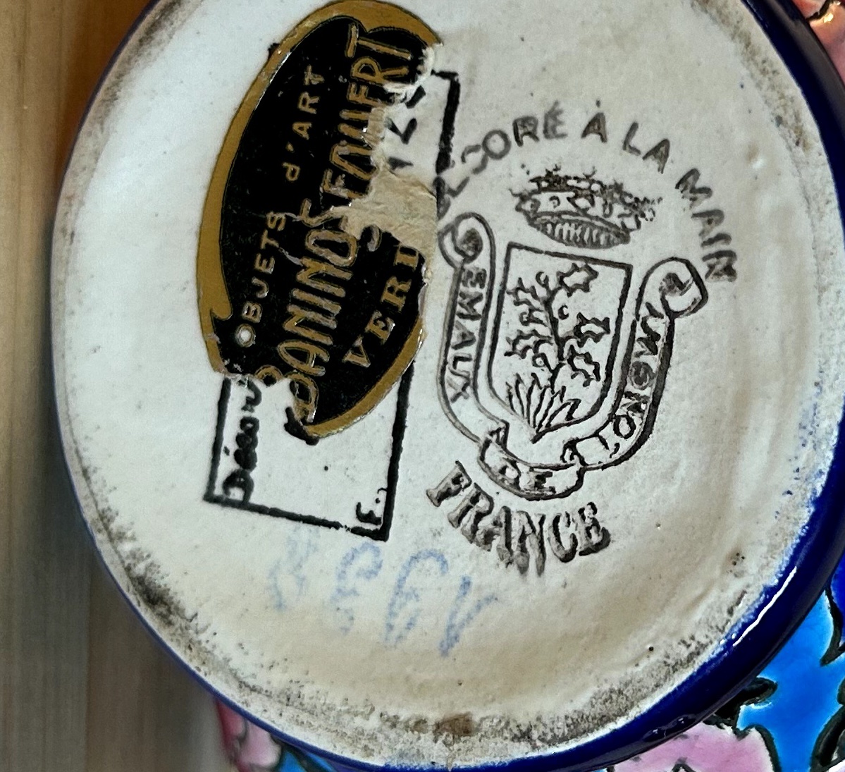 Longwy Enamel Basket With Handles-photo-1