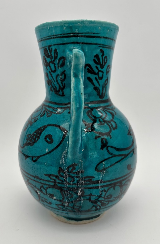 Turquoise-glazed Earthenware Pitcher, In The Style Of Persian Ceramics.-photo-2