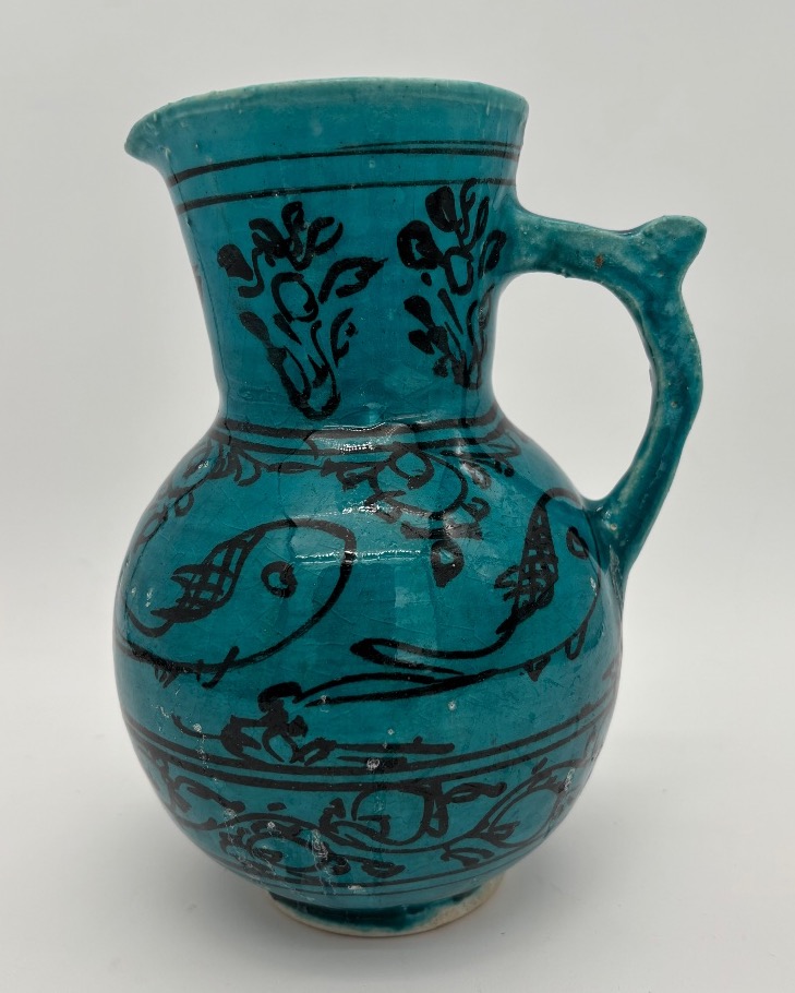 Turquoise-glazed Earthenware Pitcher, In The Style Of Persian Ceramics.-photo-3