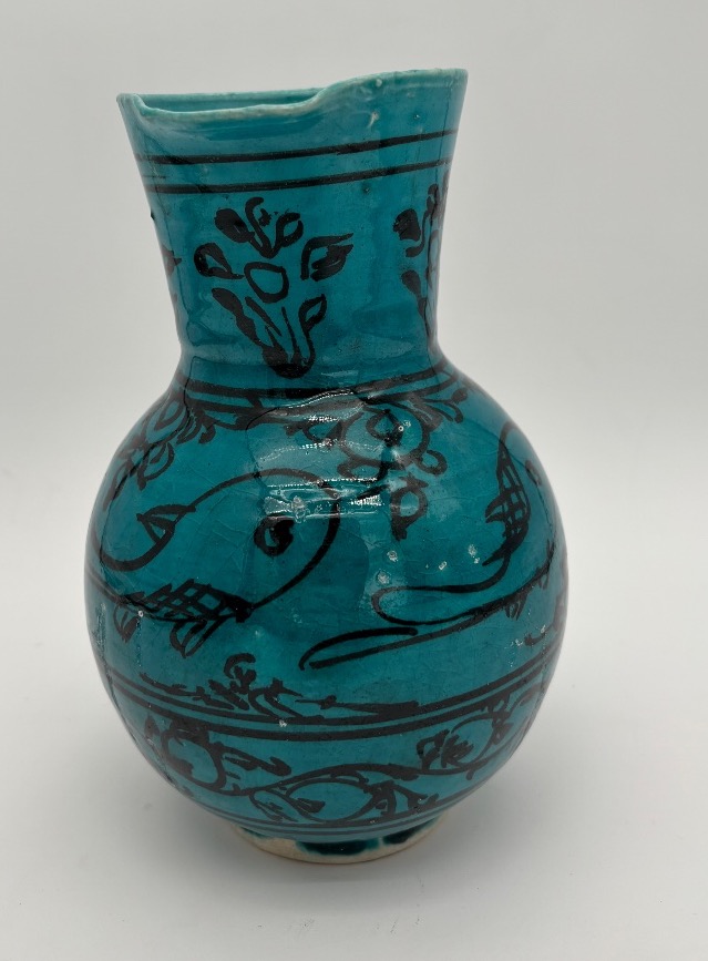 Turquoise-glazed Earthenware Pitcher, In The Style Of Persian Ceramics.-photo-4