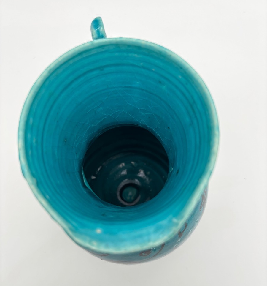 Turquoise-glazed Earthenware Pitcher, In The Style Of Persian Ceramics.-photo-1