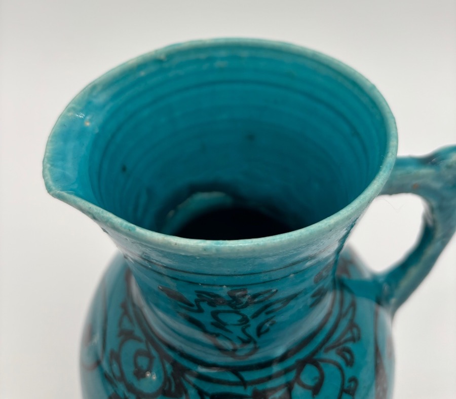 Turquoise-glazed Earthenware Pitcher, In The Style Of Persian Ceramics.-photo-2