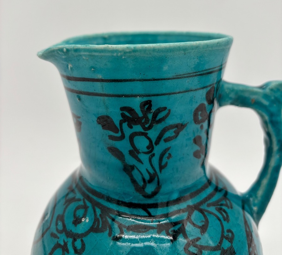 Turquoise-glazed Earthenware Pitcher, In The Style Of Persian Ceramics.-photo-3