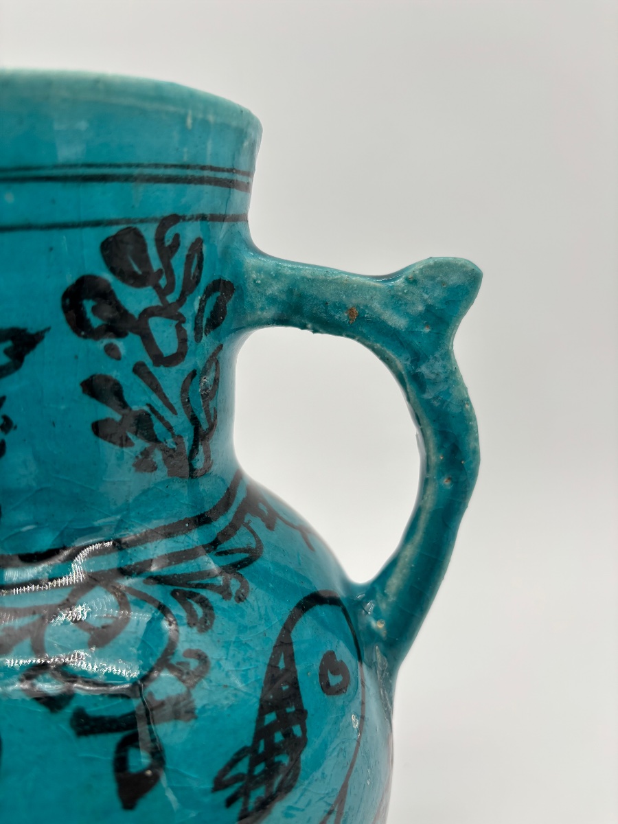 Turquoise-glazed Earthenware Pitcher, In The Style Of Persian Ceramics.-photo-4