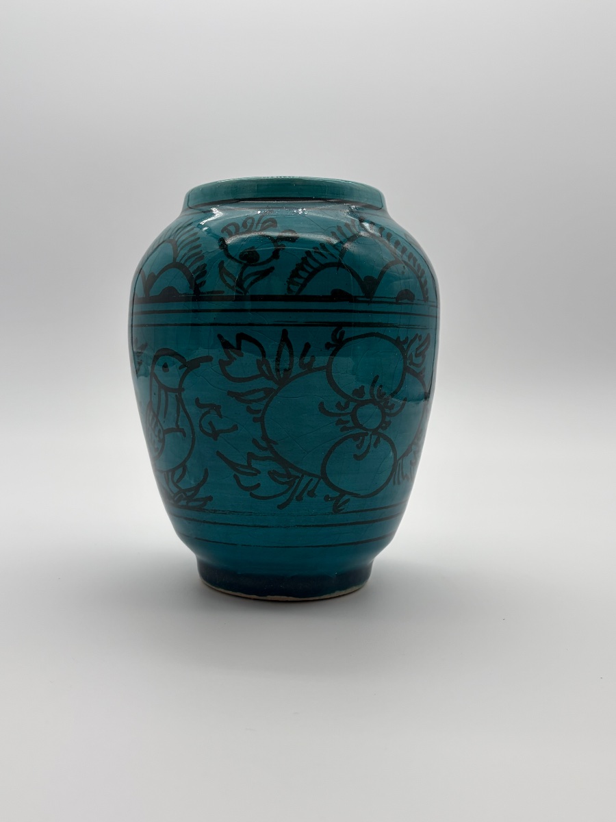 Vase en faïence émaillée turquoise, dans le goût des céramiques Perses-photo-2