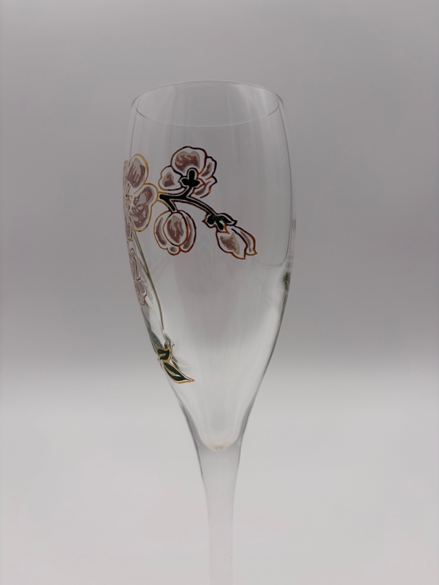 6 flûtes à champagne Perrier-Jouët, décor aux anémones d’après Émile Gallé, Belle Époque-photo-3