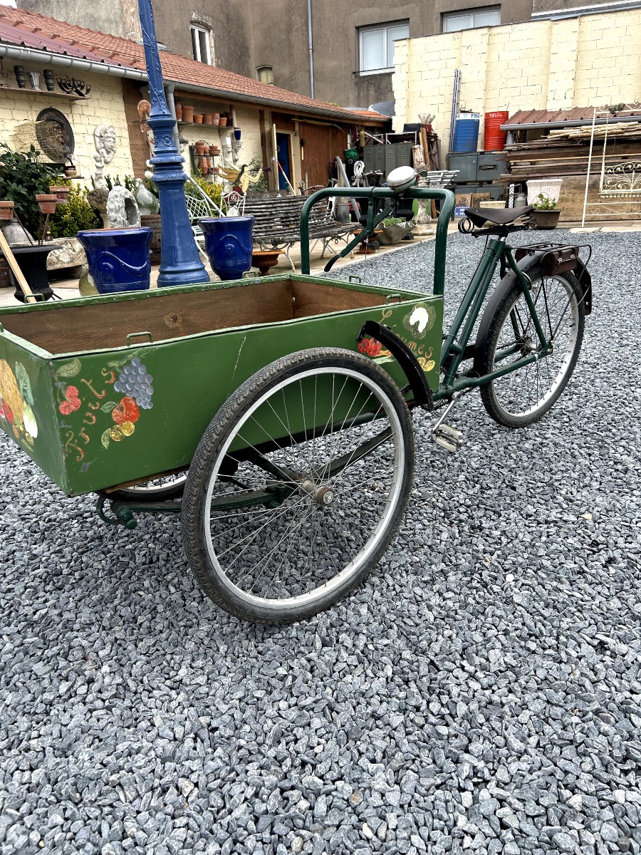 Triporteur des années 1920 de la marque JUERY / Ancien vélo utilitaire de marchand ambulant-photo-6