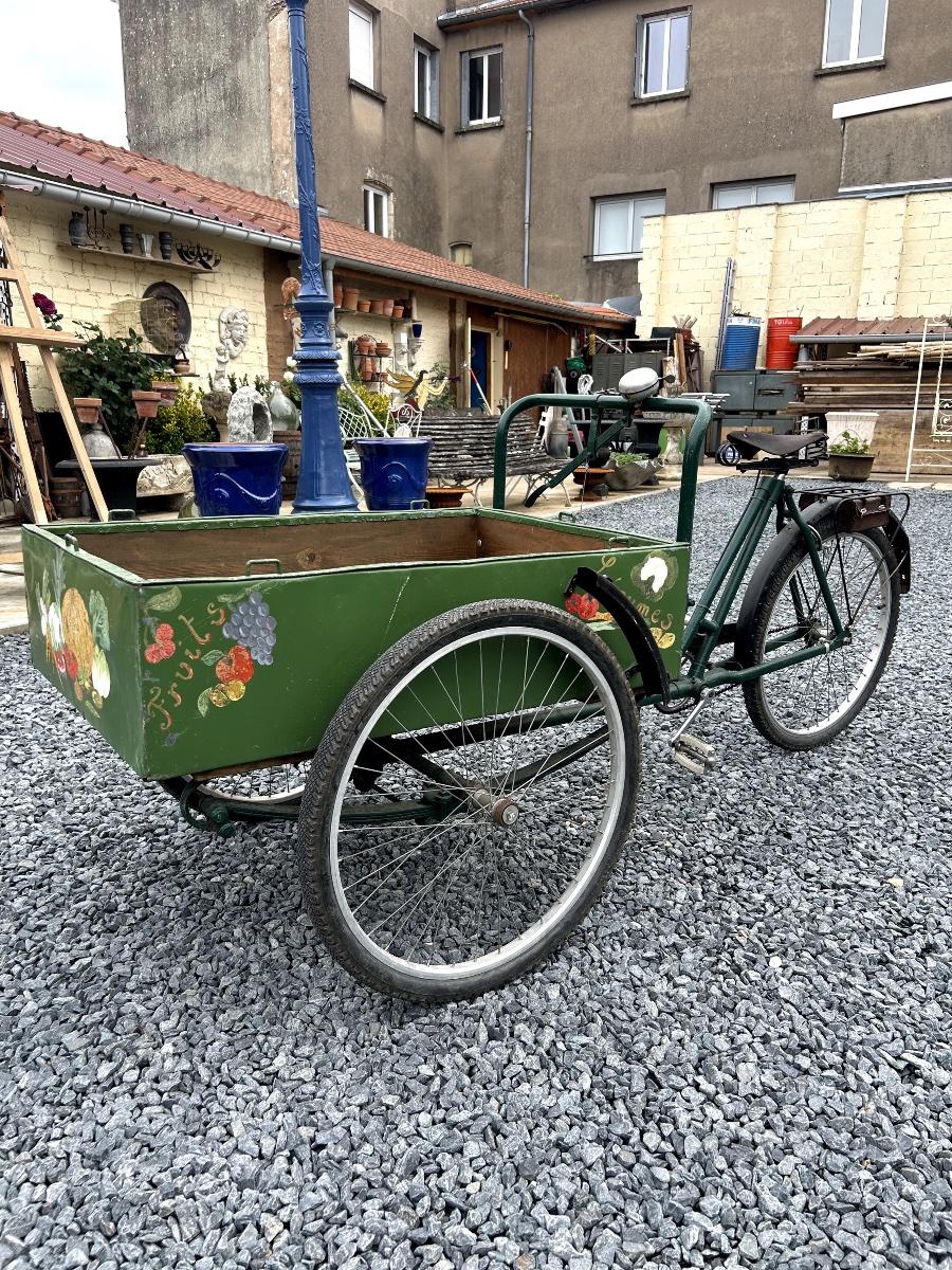 Triporteur des années 1920 de la marque JUERY / Ancien vélo utilitaire de marchand ambulant-photo-8