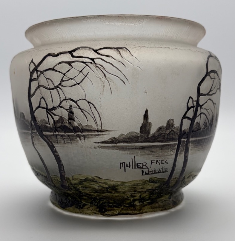 Vase à décor lacustre et de cervidés – Muller Frères Lunéville-photo-2