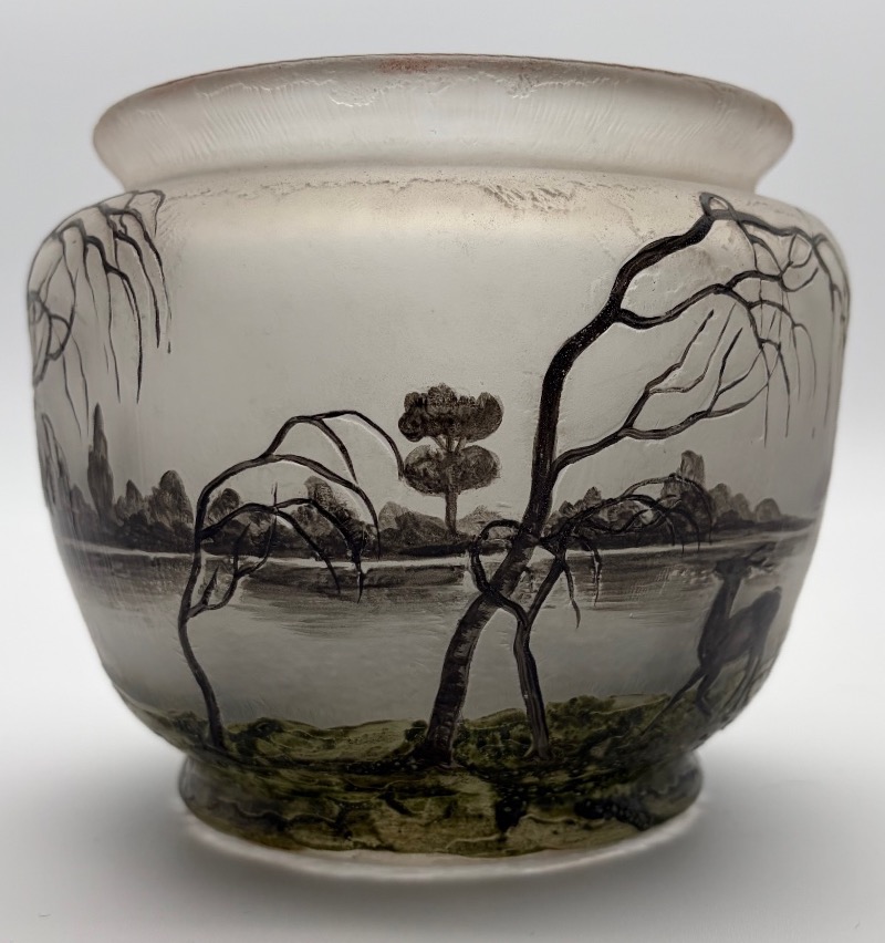 Vase à décor lacustre et de cervidés – Muller Frères Lunéville-photo-4